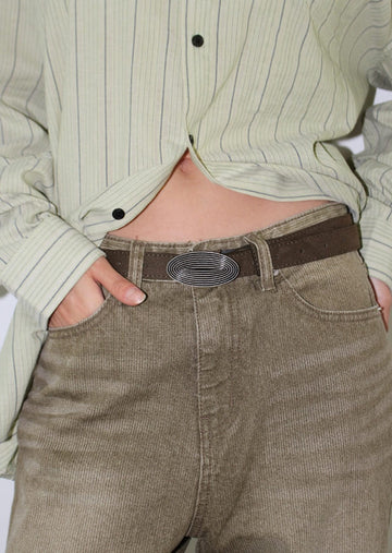 SUEDE OVAL BUCKLE BELT